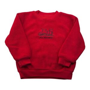TKS Basics Vintage Red Fleece Toddler‎ Train All Aboard Sweatshirt Size 3T